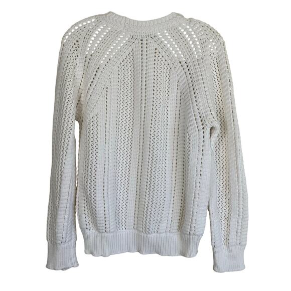 T TAHARI Women's Open Knit Cotton Blend Crewneck Sweater Chunky Knit Fisherman - Picture 4 of 16